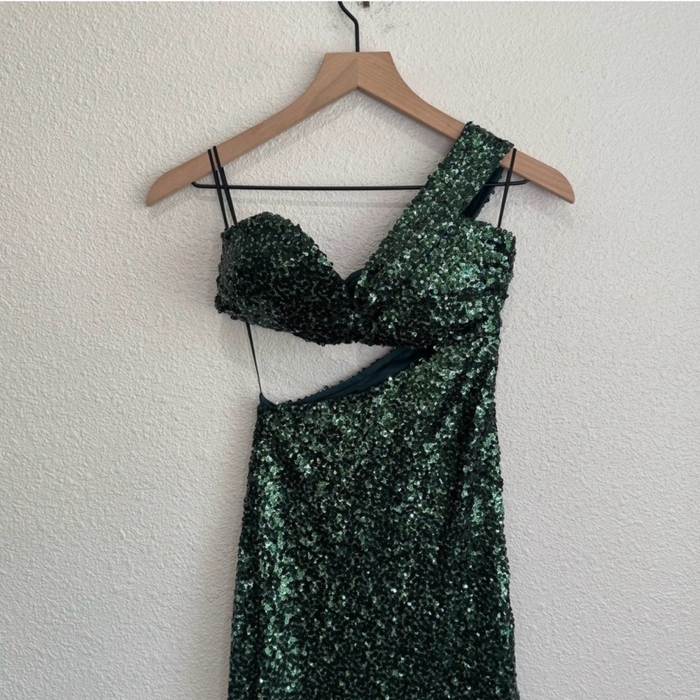 Hello Molly Dear Emilia Dress Sequin Maxi Dress Green Evening Event Party Prom - Picture 10 of 10